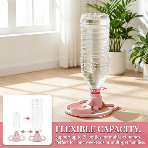 🔥Eco-Friendly Pet Waterer: Use Your Own Bottle! 3-Second Quick Clean Gravity Water Bowl for Small Dogs & Cats, Mess-Free & Anti-Tip Design.